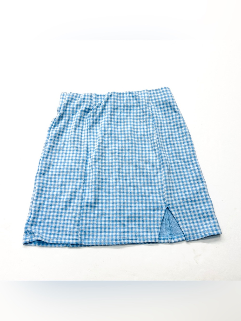 Molly Green Blue Gingham Mini Skirt Stretch Pull On